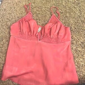 Pink free people satin tank top. Size small.